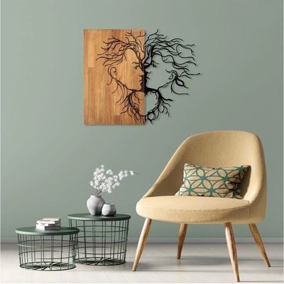 Asir | Nástěnná dekorace 96x79 cm láska dřevo/kov | AS1722