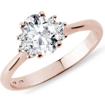 Klenota Zásnubní prsten z růžového zlata s oválným diamantem k0855014