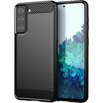 Forcell Противоударен Силиконов Калъф за Samsung S21 FE, Forcell Carbon Case, Черен (5903396117237)