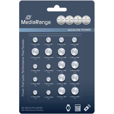 MediaRange Батерии алкални MediaRange Premium Coin Cells MRBAT119 AG3/AG13/AG4/AG10 (LR41/LR44/LR626/LR54), 1.5V, 31mAh/145mAh/18mAh/72mAh, 20бр. различни видове (MRBAT119)