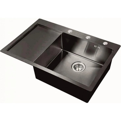 Inter Ceramic Кухненска мивка ICK 7951B, Inter Ceramic, алпака, със сифон, 78x51см (7951B)