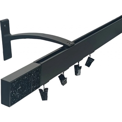 Kovovégarnýže Garnýže Square line elegance crystal dark černá matná Jednořadá, 201-250cm, jezdec+šnekový háček