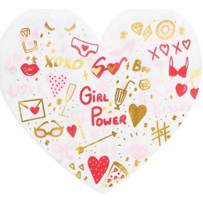 PartyDeco ubrousky srdce Girl Power 16x15cm 20ks