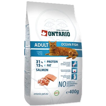 ONTARIO Adult Ocean Fish cat food - суха храна за котки над 1 година с океанска риба 0, 4 кг, Чехия 213-0034