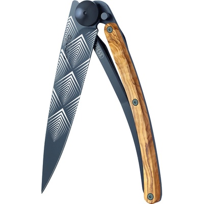Deejo 3GB105 Extra velký nůž 390g black Giant Art Déco olive wood