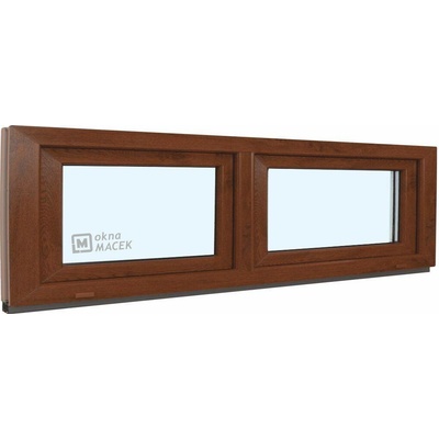 KÖMMERLING Plastové okno - 70 AD, 2400x500 mm, S/S, ořech čiré, ořech/bílá