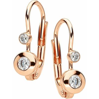 Zlaton Náušnice růžové zlato osazené zirkony visací 1.5cm 1.85g N14052602834