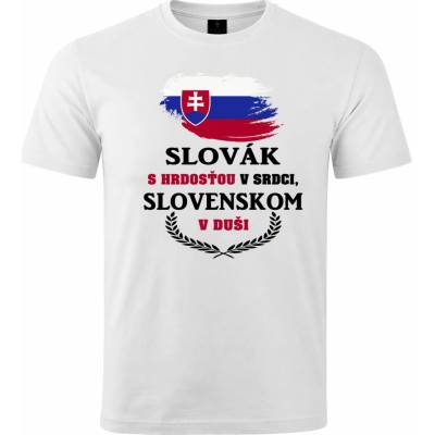 Maverprint tričko Slovák s hrdosťou v srdci Slovensko v duši Biela