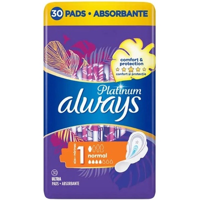 Always Дамски превръзки с крилца Always Platinum - Normal, 30 броя