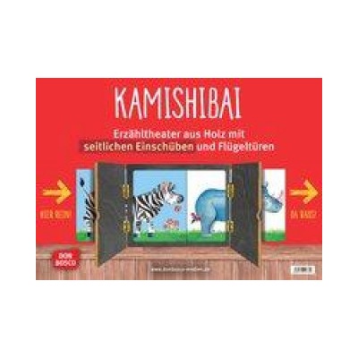 Kamishibai mit seitlichem Einschub und offener Rückwand. Erzähltheater für Bildkarten in DIN A3.