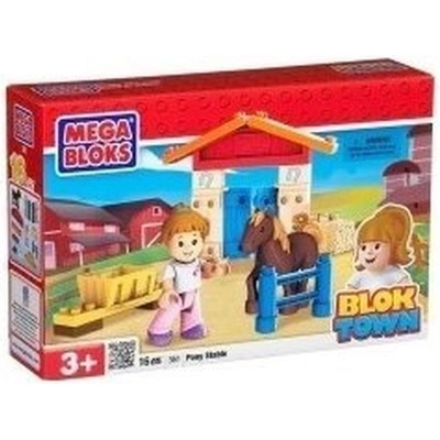 Mega Bloks Mini Blok Town set 4ks policejní hlídka, stáj pro poníka