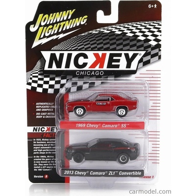 Johnny lightning Chevrolet Set 2x Camaro Ss 1969 + Zl1 Cabriolet Closed 2013 Černá Červená 1:64