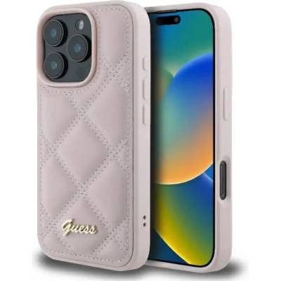 GUESS Калъф Guess Quilted Metal Logo iPhone 16 Pro - розов (3666339345105)