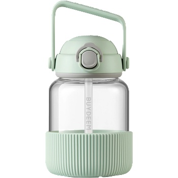 Drinkware BUYDEEM Pop-Up Straw Glass Bottle 800 ml, model DG78, color Cozy Greenish (DG78-CG)