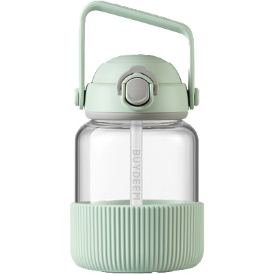 Drinkware BUYDEEM Pop-Up Straw Glass Bottle 800 ml, model DG78, color Cozy Greenish (DG78-CG)