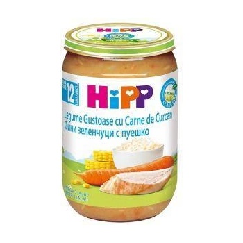 HiPP Био пюре от фини зеленчуци с пуешко месо hipp, 12+ месеца, 220гр