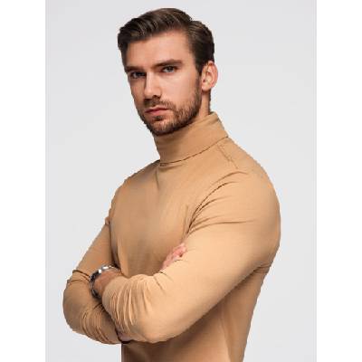 Ombre Clothing Мъжка поло от рипс с дълъг ръкав - светло кафява V5 OM-LSCL-0130 Ombre Clothing Ombre Clothing | Kafyav | МЪЖЕ | M