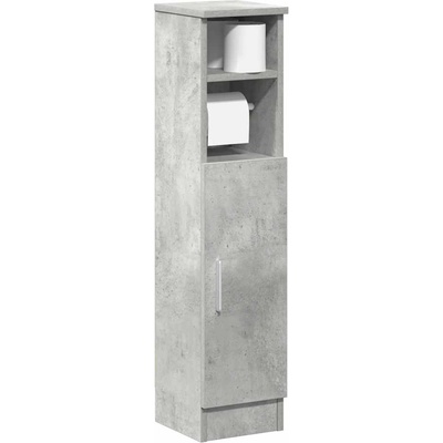 vidaXL Шкаф за баня с поставка за ролки, бетонно сив, 20, 5x22x90 см (858500)