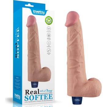 Lovetoy Real Softee Rechargeable Vibrating Dildo 10.5" Flesh