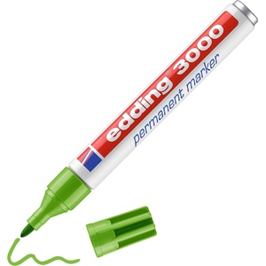 edding 3000 permanent marker - light green - 10 pens - round tip 1.5-3 mm - quick-drying permanent marker - waterproof, smudge-proof - for cardboard, plastic, wood, metal - universal marker - 4-3000011 (4-30