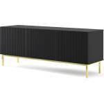 BIM Furniture ТВ шкаф Ravenna B 150 3D фрезован фолиран MDF, черен мат/злато (RAVENNATVSTANBLMGF)
