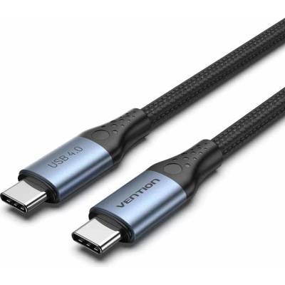 Vention USB4 USB-C to USB-C Cable 240W - здрав USB4 кабел с въжена оплетка за устройства с USB-C порт (100 см) (черен)