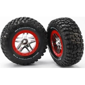 Traxxas колело 2.2/3.0", джанта SCT Split-Spoke сребърно-червена, гуми KM2 (2) (2WD предни)
