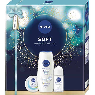 Nivea Soft sprchový gél 250 ml + roll on 50 ml + hydratačný krém 100 ml darčeková sada