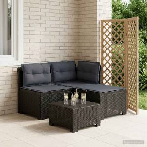 vidaXL Пейка за градина с Cushions във вид на ратан 3-местен ПП (8011907)