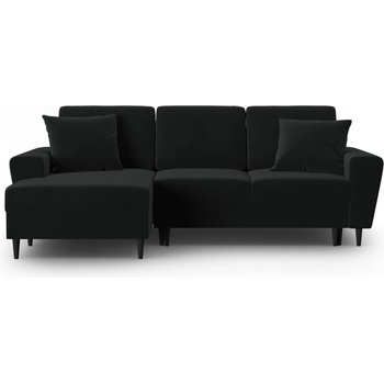 Cosmopolitan Design Черен кадифен разтегателен ъглов диван с място за съхранение (ляв ъгъл) Kyoto - Cosmopolitan Design (COS_LCF_2_F1_KYOTO10)