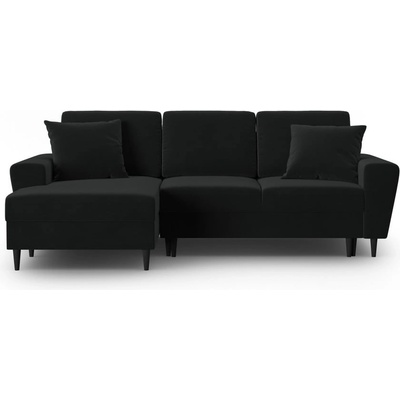 Cosmopolitan Design Черен кадифен разтегателен ъглов диван с място за съхранение (ляв ъгъл) Kyoto - Cosmopolitan Design (COS_LCF_2_F1_KYOTO10)