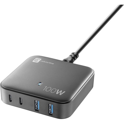 Cellularline Зарядна станция 220V GaN 2xUSB, 2xUSB-C 100W 10516