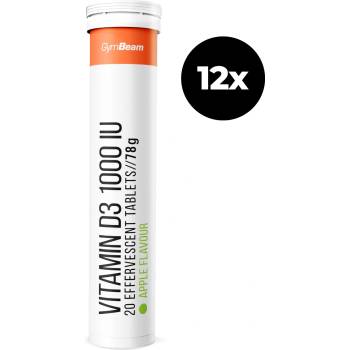 GymBeam Ефервесцентен витамин D3 1000 IU 12 x 20 tab зелена ябълка