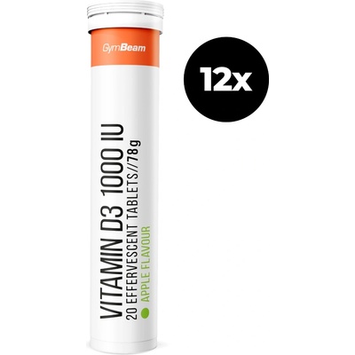 GymBeam Ефервесцентен витамин D3 1000 IU 12 x 20 tab зелена ябълка