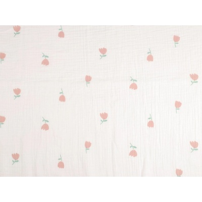 Mušelín / gázovina tulipány Varianta: Off White, Balení: 1 m