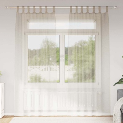 vidaXL Перде от воал С завеси 2 pcs Пясък 225 x 140 см Полиестер (4108044)