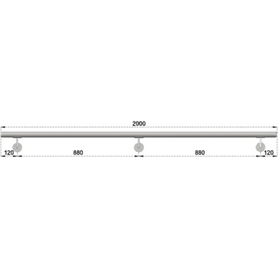 madlo 2000mm /leštená nerez /AISI304, set:3ks úchyt, madlo ø 42.4mm s ukončením
