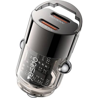YESIDO Мини зарядно за кола - Yesido Mini Car Charger (Y69) - Dual Type-C, PD30W, алуминий, fast charge - Черно