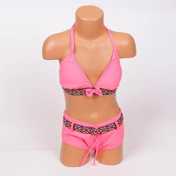 Image 1 of Детско-юношески бански в коралов цвят с панделка