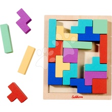 Eichhorn Drevená hra Tetris Games Shape 20 farebných kociek s podložkou