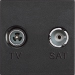 BTicino RG4217M2D Коаксиална TV розетка мъжки и женски и SAT конектор тип „F 2M Черен Classia - RG4217M2D (RG4217M2D)