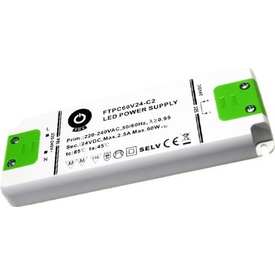 POS, 60W Nábytkový napájecí zdroj, FTPC60V24-C2, 24V, 2.5V, IP20, ultra slim