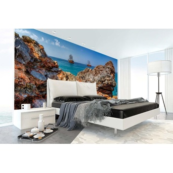 DIMEX ART s. r. o Самозалепваща се флизелинова фототапета морски скали 375 x 250 см