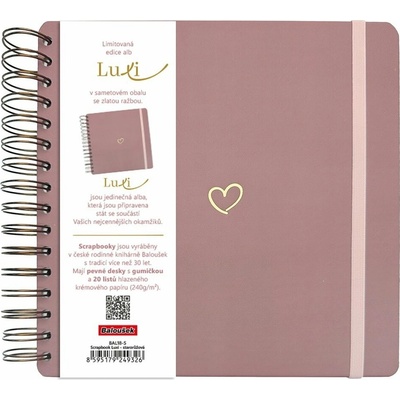 BALOUŠEK TISK Scrapbook Luxi, 210 × 210 mm, lamino, starorůžové