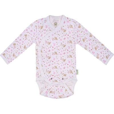 Bio Baby Боди Bio Baby - Органичен памук, 74 cm, 6-9 месеца, бяло-розово (97220113)