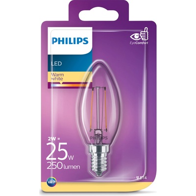 Philips 8718699777531 LED žárovka 1x2W E14 250lm 2700K teplá bílá, čirá, Eyecomfort