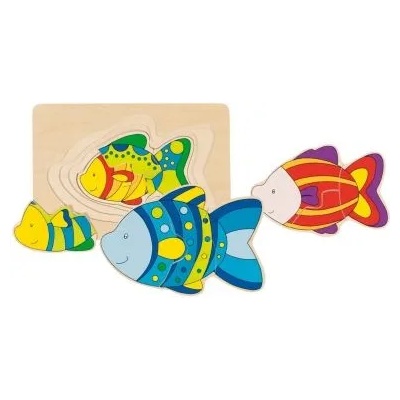 Goki - Дървен многослоен пъзел - Риба (57897)