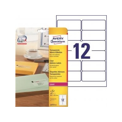 Adresné etikety 99,1 x 42,3 mm, 300 ks, transparentné