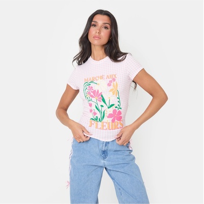 I Saw It First Gingham Graphic Tee - Pink Gingham