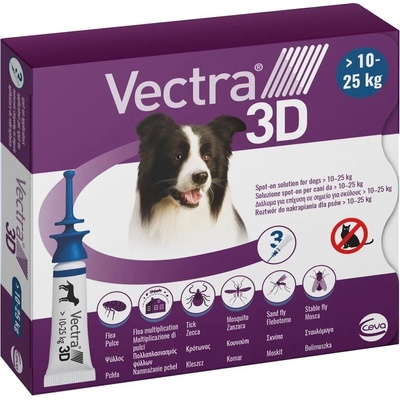 Ceva Vectra 3D Вектра 3Д против бълхи, кърлежи, мухи, комари, за кучета от 10 до 25kg
